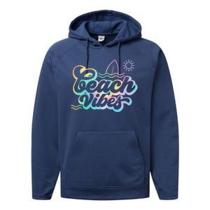 Beach Vibes Colorful Ocean Performance Fleece Hoodie