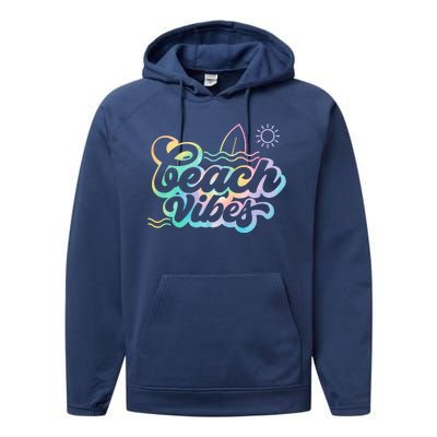 Beach Vibes Colorful Ocean Performance Fleece Hoodie