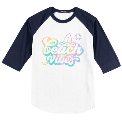 Beach Vibes Colorful Ocean Baseball Sleeve Shirt