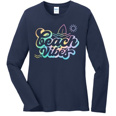 Beach Vibes Colorful Ocean Ladies Long Sleeve Shirt