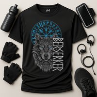 Berserker & Viking Compass Nordic Wolf Design  Cooling Performance Crew T-Shirt