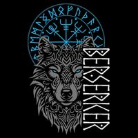 Berserker & Viking Compass Nordic Wolf Design  Cooling Performance Crew T-Shirt