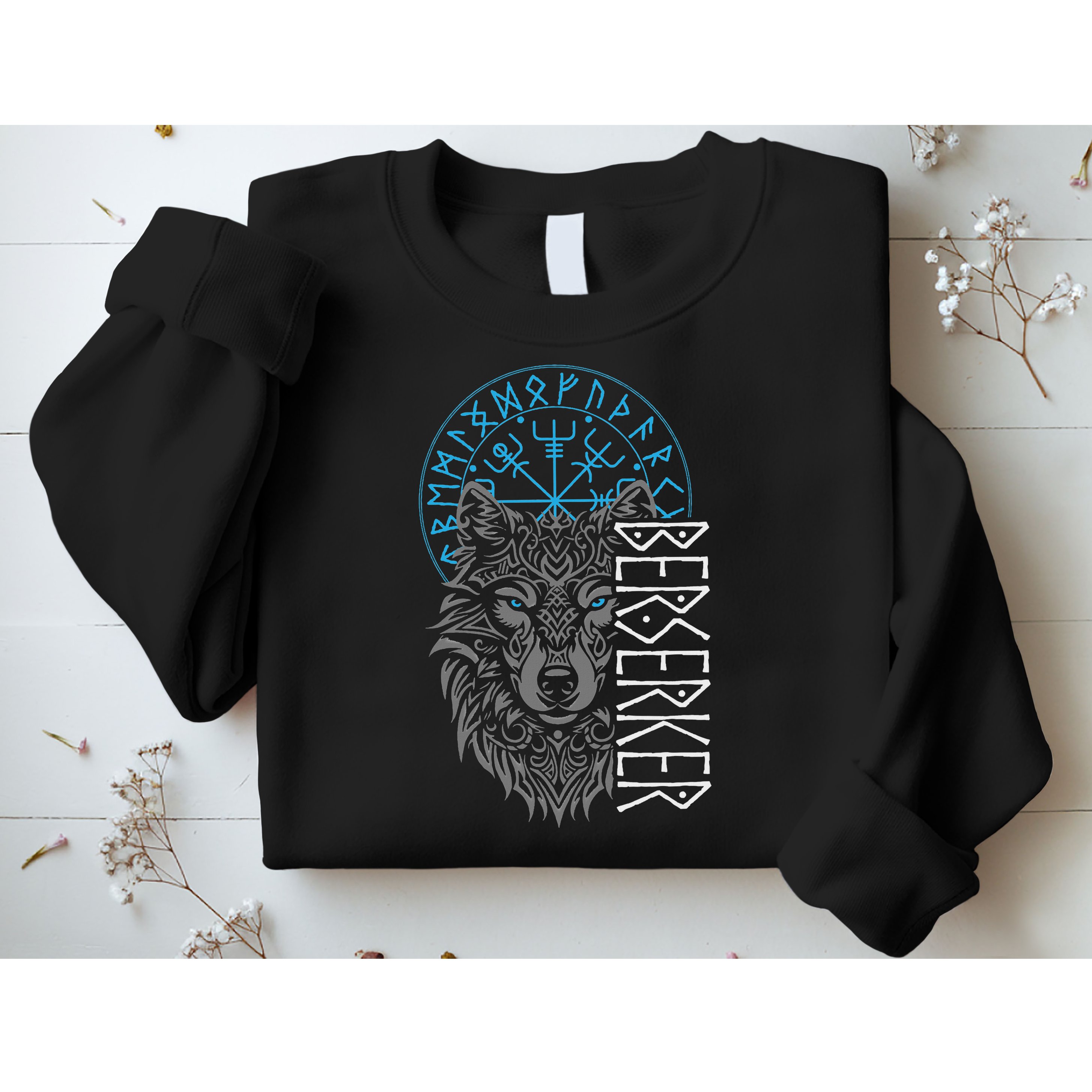Berserker & Viking Compass Nordic Wolf Design  Sweatshirt