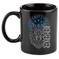 Berserker & Viking Compass Nordic Wolf Design  11oz C Handle Ceramic Mug