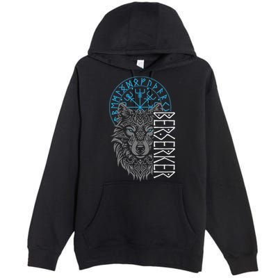 Berserker & Viking Compass Nordic Wolf Design  Premium Pullover Hoodie