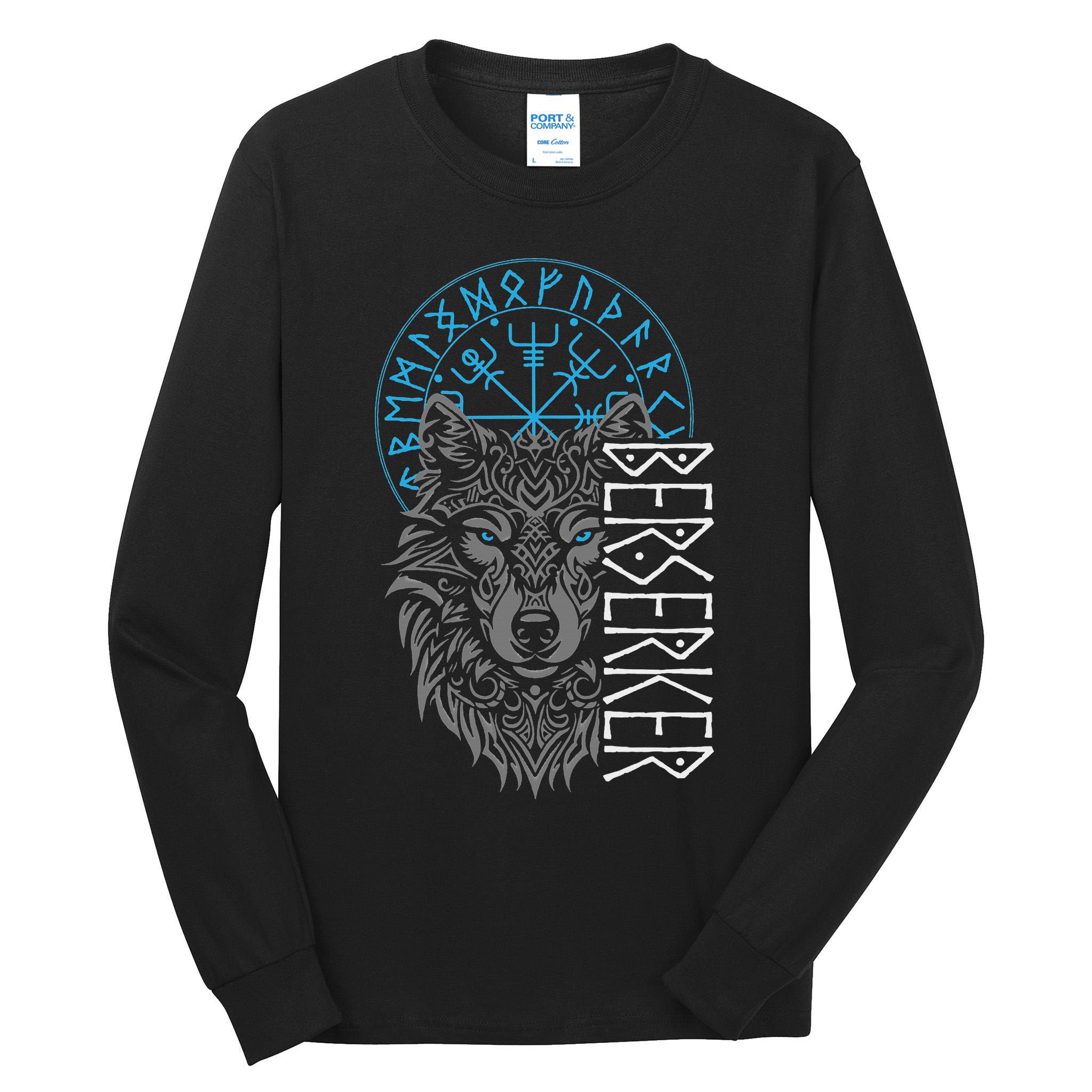 Berserker & Viking Compass Nordic Wolf Design  Tall Long Sleeve T-Shirt