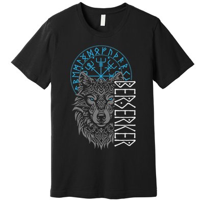 Berserker & Viking Compass Nordic Wolf Design  Premium T-Shirt