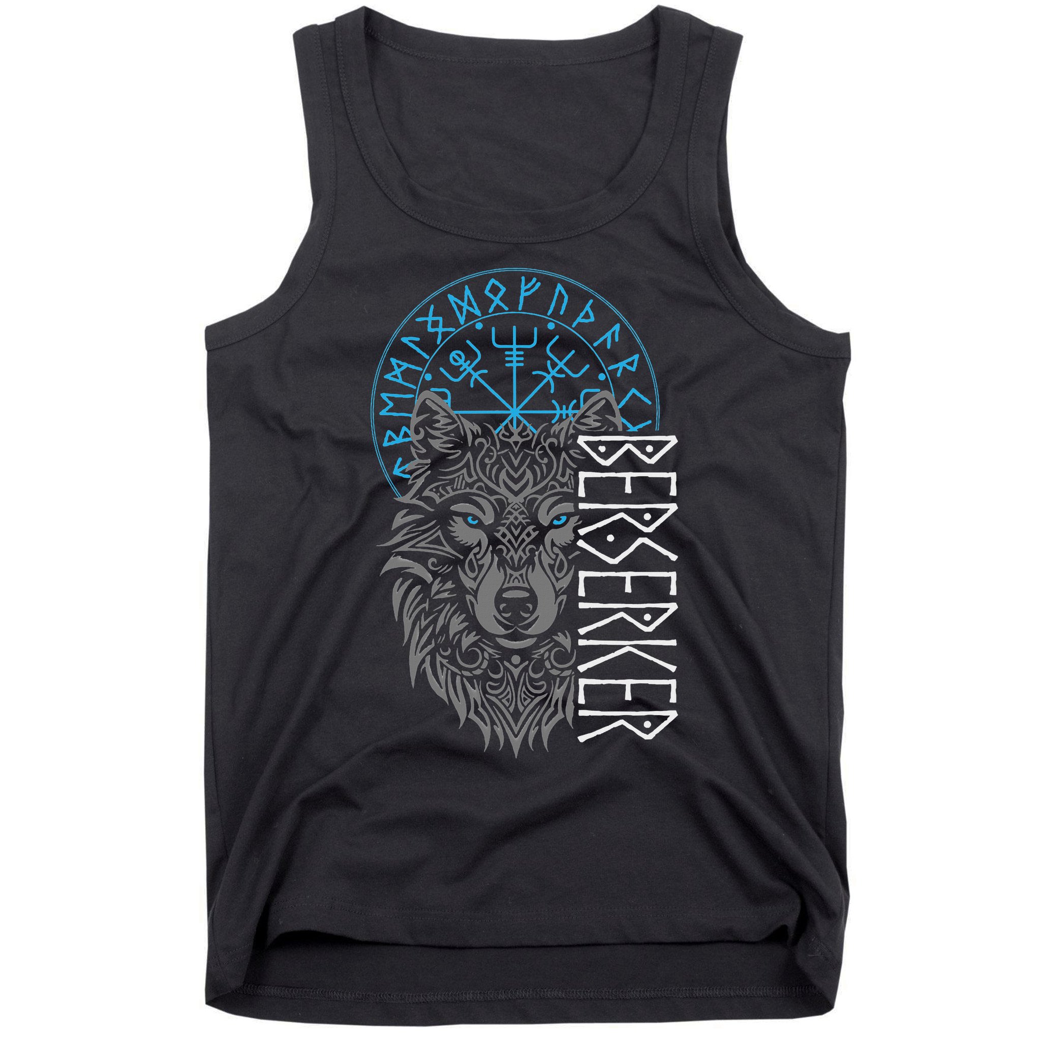 Berserker & Viking Compass Nordic Wolf Design  Tank Top
