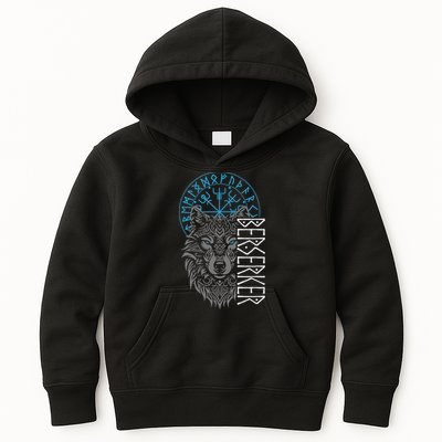 Berserker & Viking Compass Nordic Wolf Design  Kids Hoodie