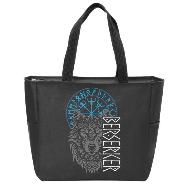 Berserker & Viking Compass Nordic Wolf Design  Zip Tote Bag