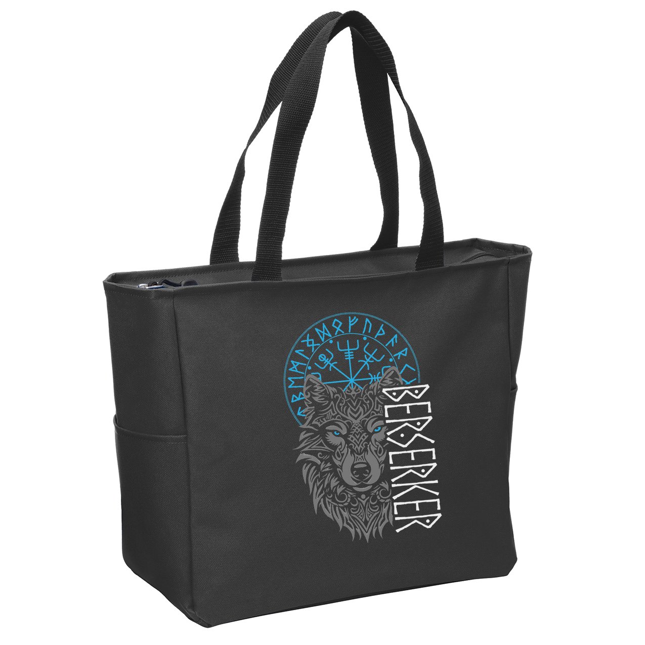 Berserker & Viking Compass Nordic Wolf Design  Zip Tote Bag