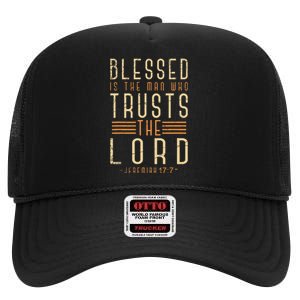 Bible Verse Christian God Savior Devotee Gift Jesus High Crown Mesh Back Trucker Hat