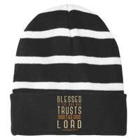 Bible Verse Christian God Savior Devotee Gift Jesus Striped Beanie with Solid Band