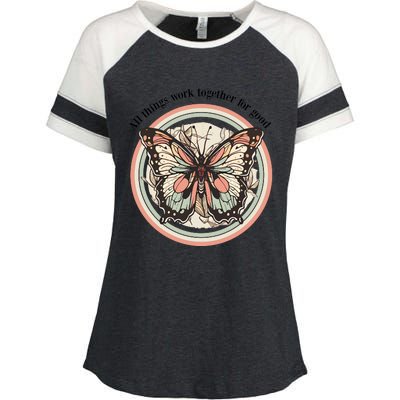 Bible Verse Christian Butterfly Enza Ladies Jersey Colorblock Tee