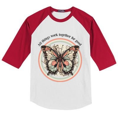 Bible Verse Christian Butterfly Kids Colorblock Raglan Jersey