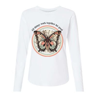 Bible Verse Christian Butterfly Womens Cotton Relaxed Long Sleeve T-Shirt