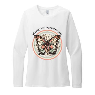 Bible Verse Christian Butterfly Womens CVC Long Sleeve Shirt