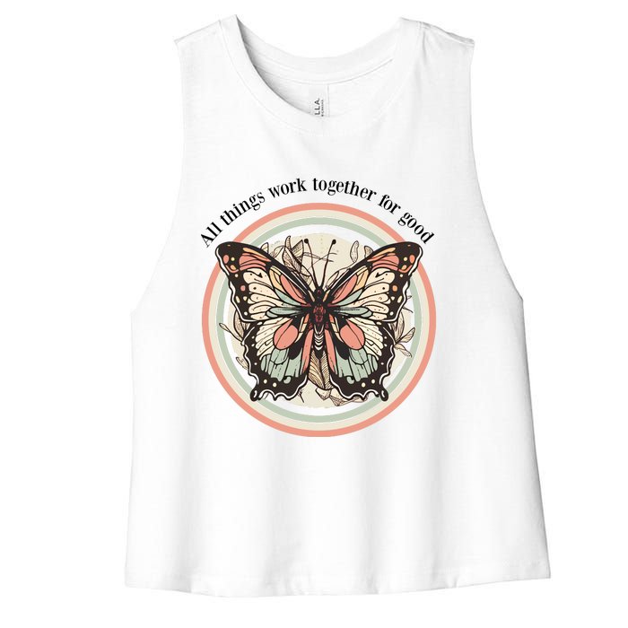 Bible Verse Christian Butterfly Women's Racerback Cropped Tank