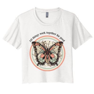 Bible Verse Christian Butterfly Women's Crop Top Tee