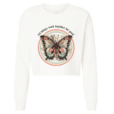 Bible Verse Christian Butterfly Cropped Pullover Crew