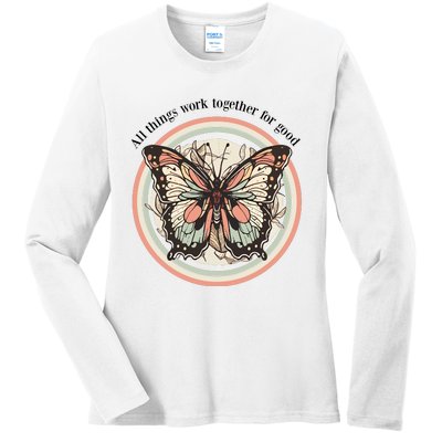 Bible Verse Christian Butterfly Ladies Long Sleeve Shirt