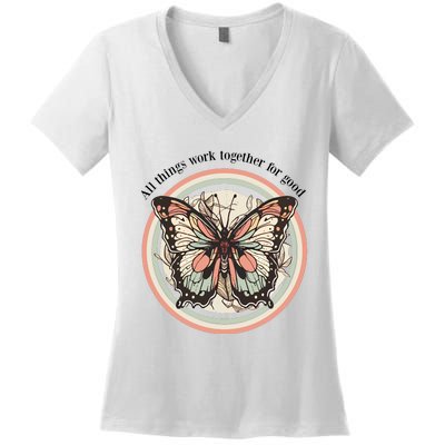 Bible Verse Christian Butterfly Women's V-Neck T-Shirt