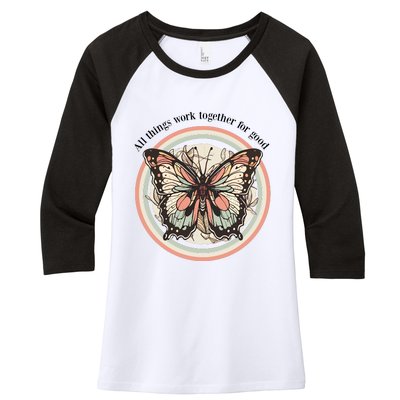 Bible Verse Christian Butterfly Women's Tri-Blend 3/4-Sleeve Raglan Shirt