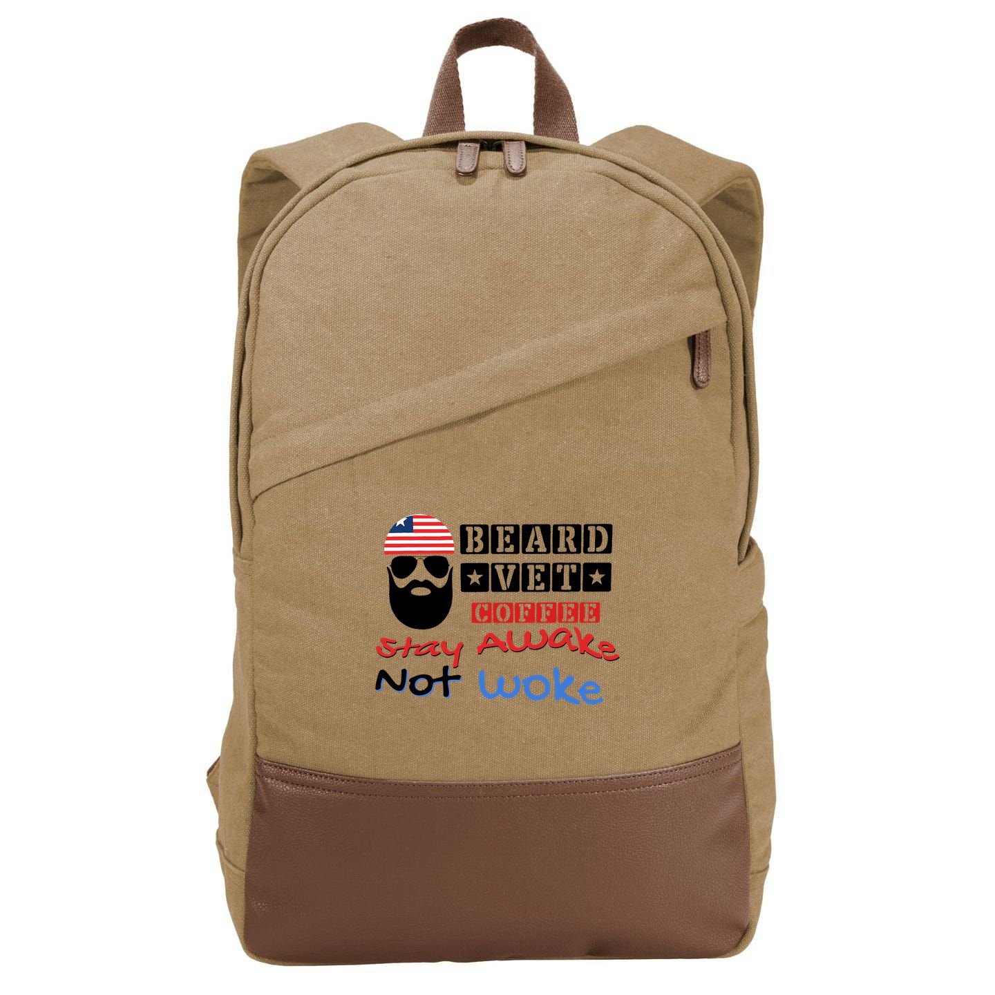 Beard vet coffee happy 4th of july Independence Day Cotton Canvas Backpack