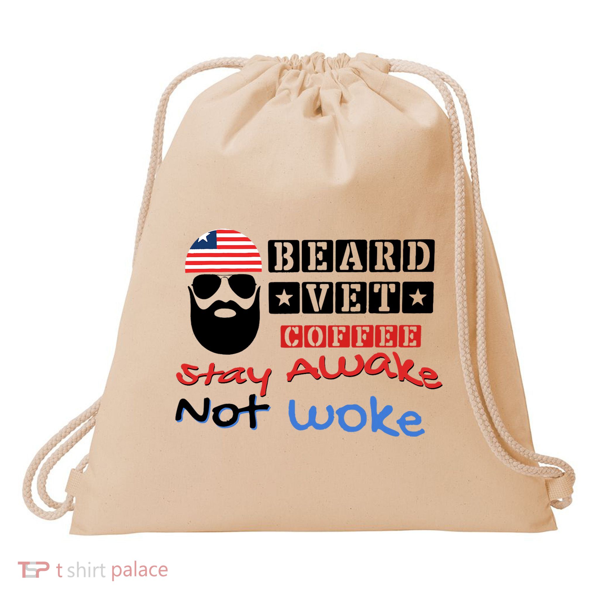 Beard vet coffee happy 4th of july Independence Day Drawstring Bag