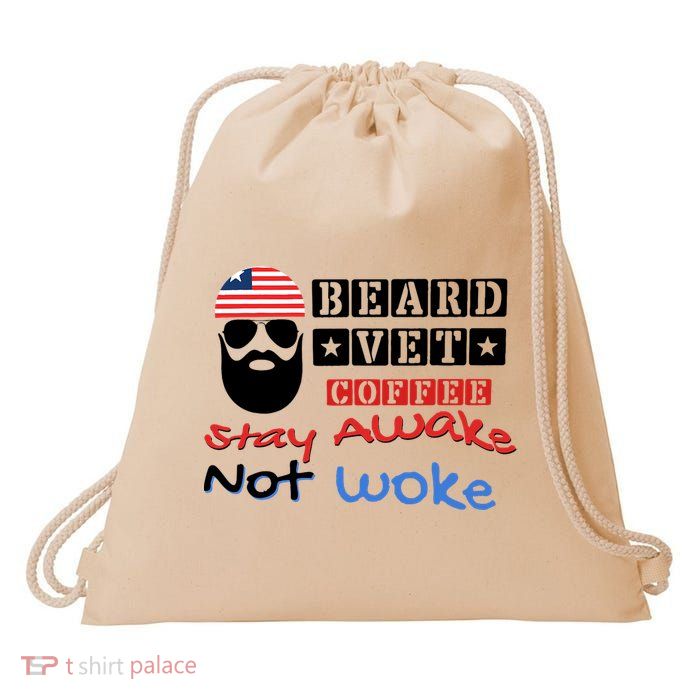 Beard vet coffee happy 4th of july Independence Day Drawstring Bag