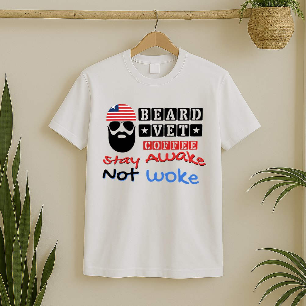 Beard vet coffee happy 4th of july Independence Day T-Shirt