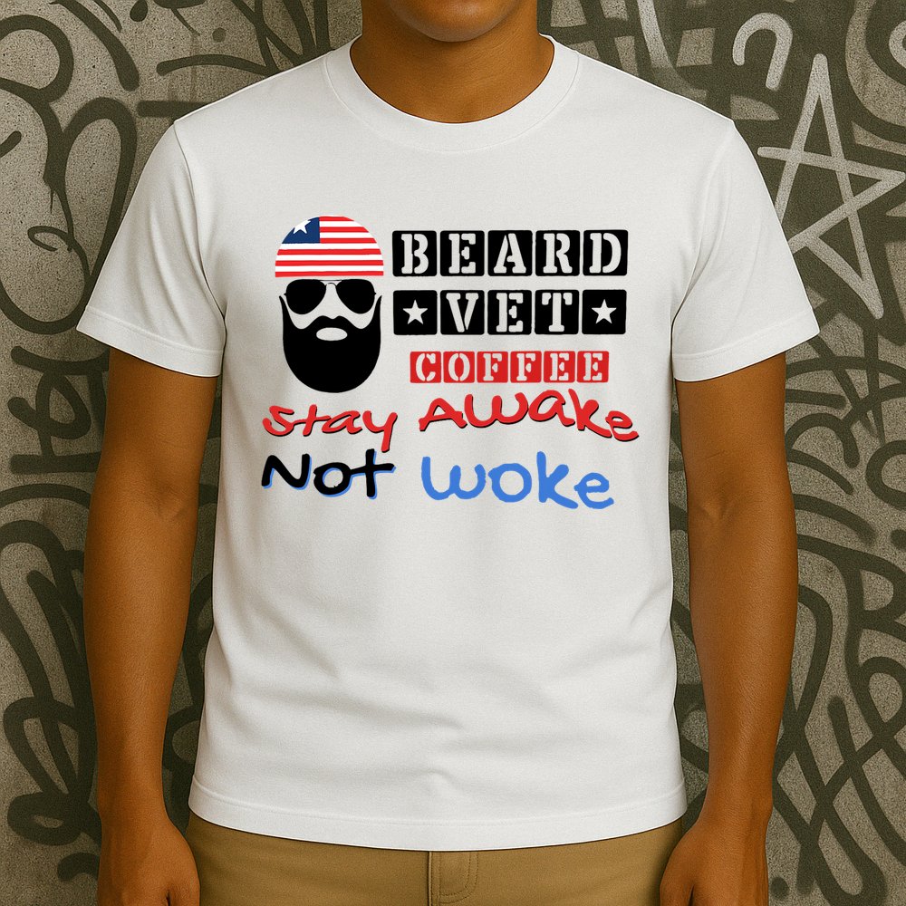 Beard vet coffee happy 4th of july Independence Day T-Shirt