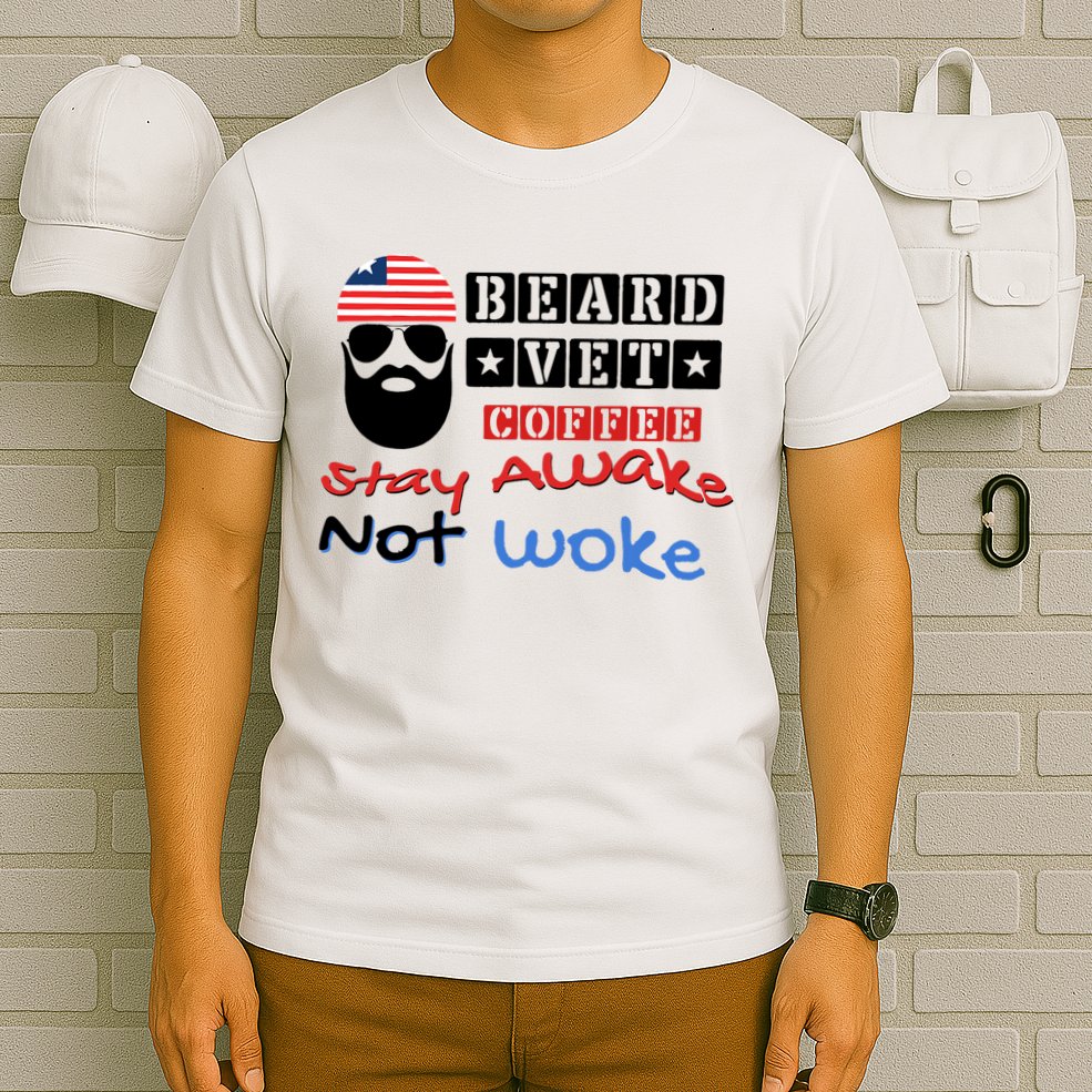 Beard vet coffee happy 4th of july Independence Day T-Shirt