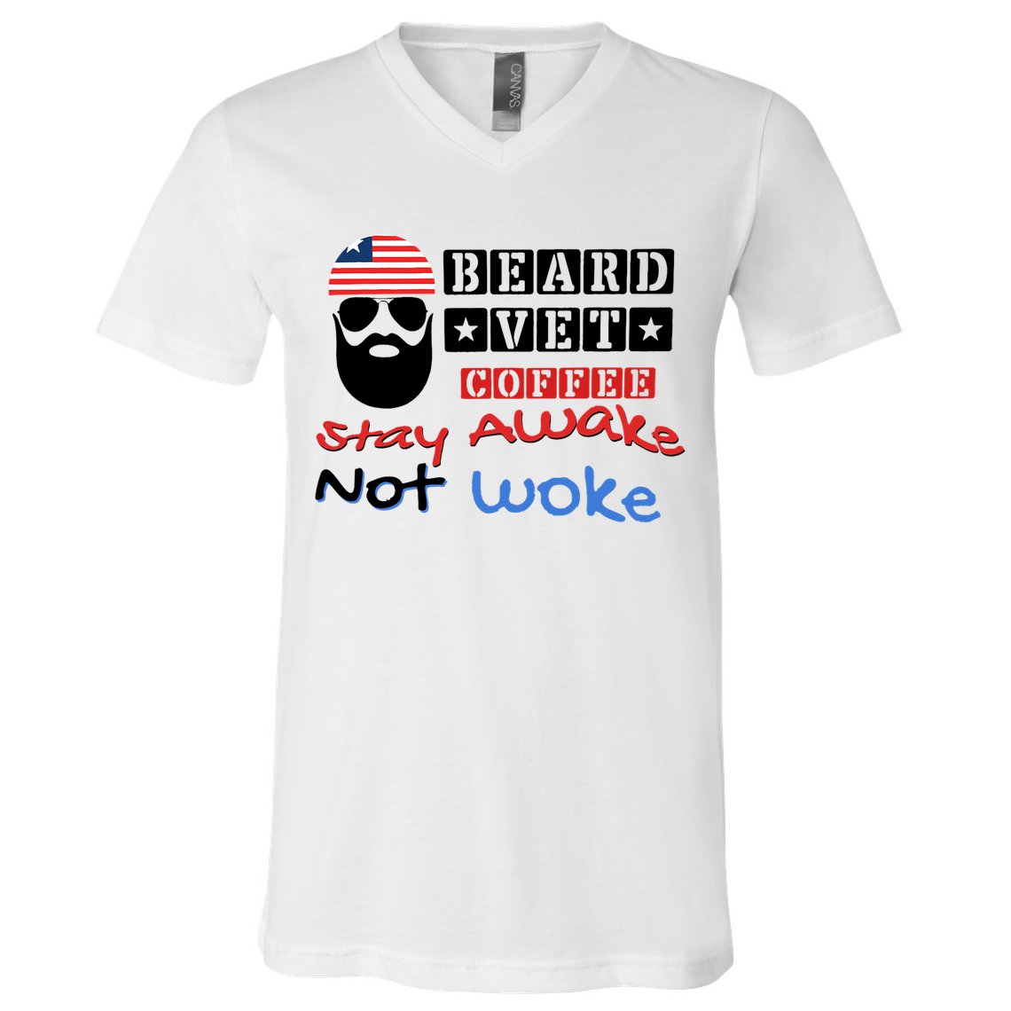 Beard vet coffee happy 4th of july Independence Day V-Neck T-Shirt