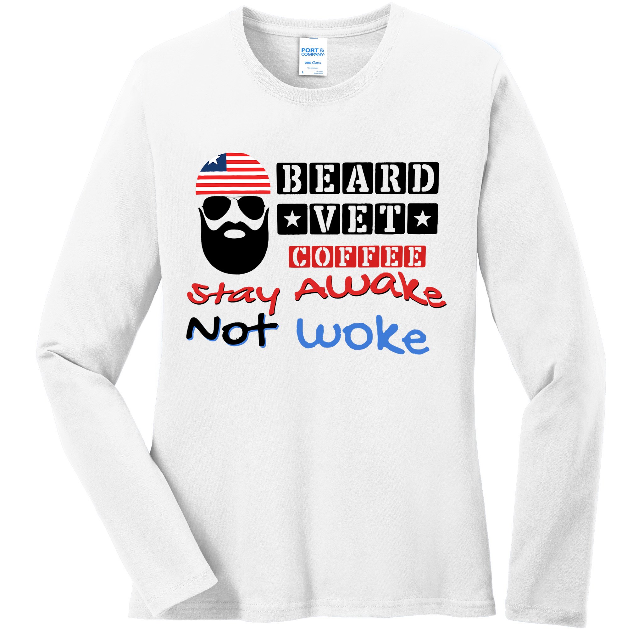 Beard vet coffee happy 4th of july Independence Day Ladies Long Sleeve Shirt