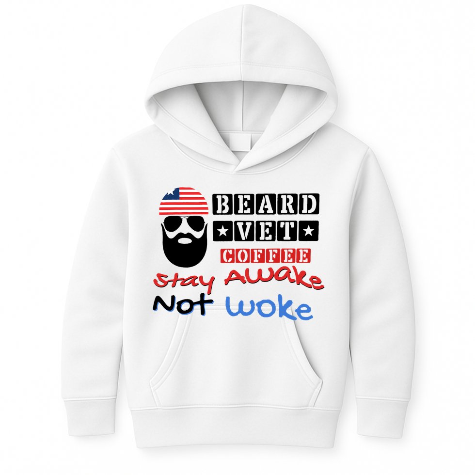 Beard vet coffee happy 4th of july Independence Day Kids Hoodie