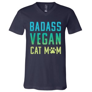 Badass Vegan Cat Mom Shirts Cute Vegan Shirts For Cat Lovers V-Neck T-Shirt