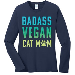 Badass Vegan Cat Mom Shirts Cute Vegan Shirts For Cat Lovers Ladies Long Sleeve Shirt