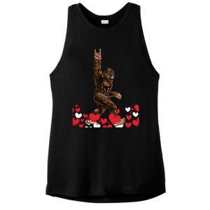 Bigfoot Valentines Day Funny Hearts Sasquatch Love Ladies PosiCharge Tri-Blend Wicking Tank