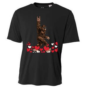 Bigfoot Valentines Day Funny Hearts Sasquatch Love Cooling Performance Crew T-Shirt