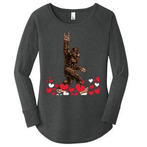 Bigfoot Valentines Day Funny Hearts Sasquatch Love Women's Perfect Tri Tunic Long Sleeve Shirt