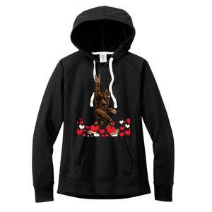 Bigfoot Valentines Day Funny Hearts Sasquatch Love Women's Fleece Hoodie