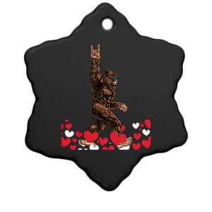 Bigfoot Valentines Day Funny Hearts Sasquatch Love Ceramic Star Ornament