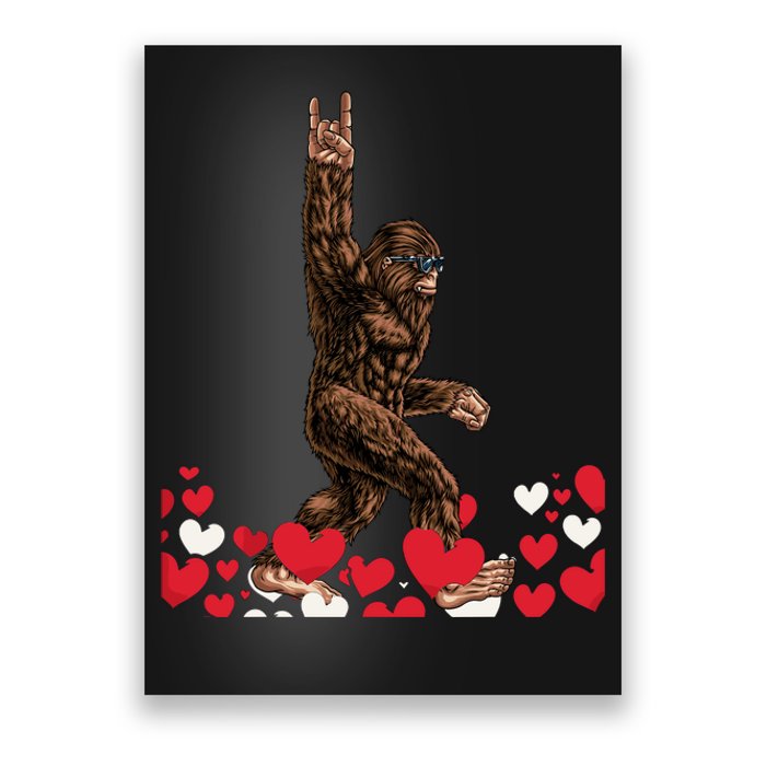 Bigfoot Valentines Day Funny Hearts Sasquatch Love Poster