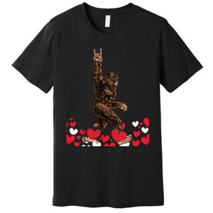 Bigfoot Valentines Day Funny Hearts Sasquatch Love Premium T-Shirt