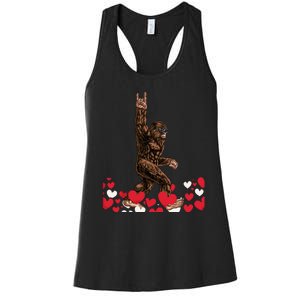 Bigfoot Valentines Day Funny Hearts Sasquatch Love Women's Racerback Tank