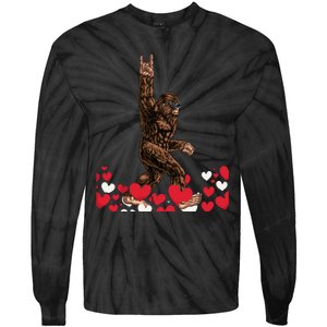 Bigfoot Valentines Day Funny Hearts Sasquatch Love Tie-Dye Long Sleeve Shirt