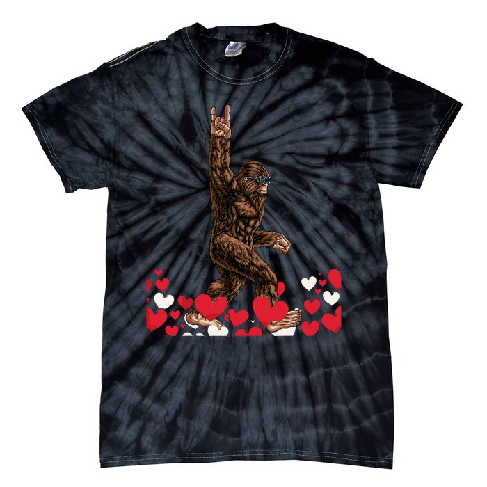 Bigfoot Valentines Day Funny Hearts Sasquatch Love Tie-Dye T-Shirt