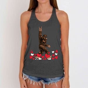 Bigfoot Valentines Day Funny Hearts Sasquatch Love Women's Knotted Racerback Tank