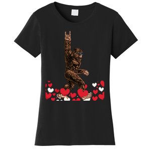 Bigfoot Valentines Day Funny Hearts Sasquatch Love Women's T-Shirt